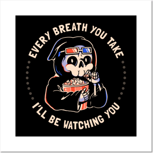 Watching You - Funny Creepy Skull Gift Posters and Art